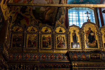 Fototapeta na wymiar Moscow, Russia: Pokrovsky Cathedral (St. Basil's Cathedral) in Moscow on Red Square, interior decoration
