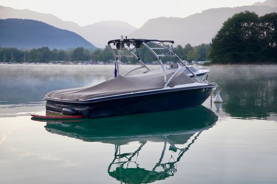 Yacht Boat In The Sea Lake Wakeboarding Boat