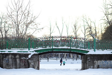 Winter landscape of country fields and roads