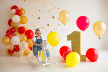 First birthday girl red and yellow decor