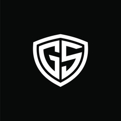 Initial letter GS logo template with shield security illustration in flat design monogram symbol