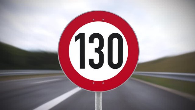 130 Tempolimit Geschwindigkeitsbegrenzung hundertdreißig km/h 3d render