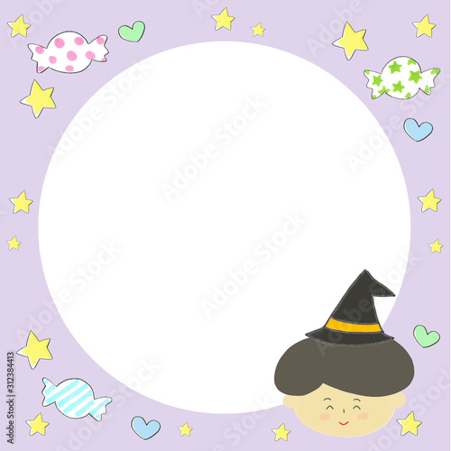 星 丸型 フレーム ハロウィン 男の子 Wall Mural Ako