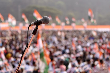 single mic in a public rally 