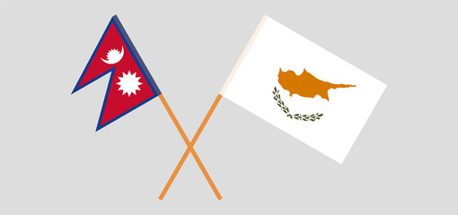 Crossed flags of Nepal and Cyprus