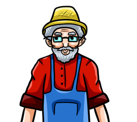 Obraz premium Stylized Cute Farmer Grandpa
