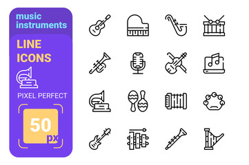 Music instruments and audio symbols collection