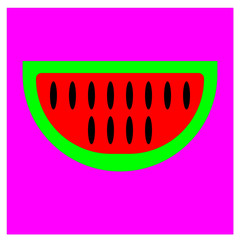 A Vector illustration of sliced watermelon on pink background.