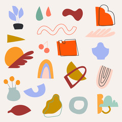 Set of hand drawn various shapes and doodle objects. Trendy vector illustration. All elements are isolated.