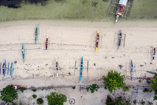 Top view of Philippine fishing boats - Bangka boat