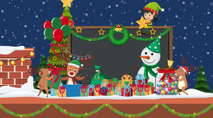 Border template with Snowman and presents