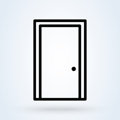 closed door line. vector modern icon design illustration