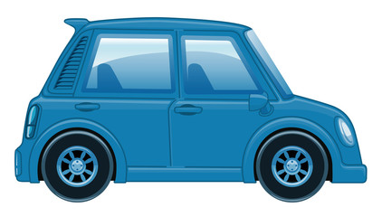 Single picture of blue car on white background