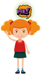 Girl with expression word hi