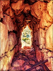 Durchgang in Mykines, Griechenland