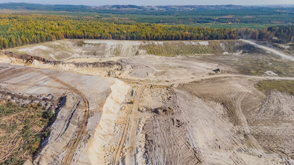 Aerial view of open cast sand mine