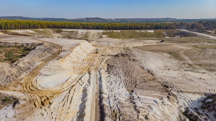 Aerial view of open cast sand mine