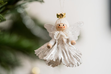 angel and a christmas tree