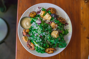 Kale Salad with Shrimp and Parmesan From Above