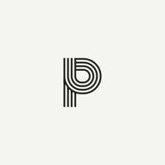 P logo. Abstract letter P logo design. Line creative symbol. Logo branding. Universal vector icon - Vector