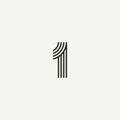 1 logo. Abstract letter 1 logo design. Line creative symbol. Logo branding. Universal vector icon - Vector