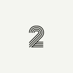2 logo. Abstract letter 2 logo design. Line creative symbol. Logo branding. Universal vector icon - Vector