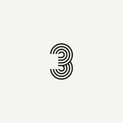 3 logo. Abstract letter 3 logo design. Line creative symbol. Logo branding. Universal vector icon - Vector
