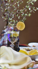 vermouth next to some olives to chop