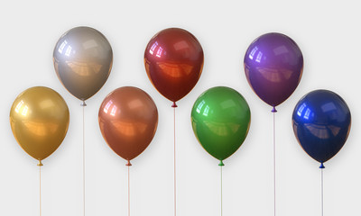 3d rendering realistic balloon collections isolated on white background