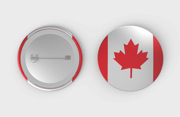 Canada flag pin badge isolated on white background. 3d rendering