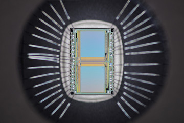 Extreme close up of silicon memory chip