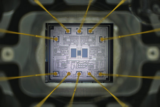 Extreme Close Up Of Silicon Micro Chip