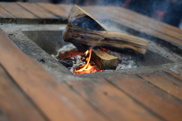 Fireplace on Xmas funfair