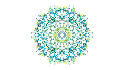 Abstract light green and blue flowers White background.