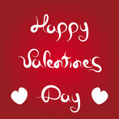 Valentine's Day Hand Drawn Love Greeting Card on red background. Stock Vector Illustration for Happy Valentines Day.