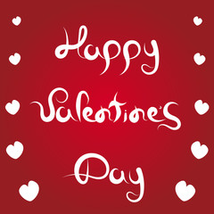 Valentine's Day Hand Drawn Love Greeting Card on red background. Stock Vector Illustration for Happy Valentines Day.
