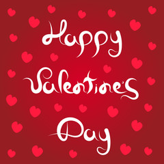Valentine's Day Hand Drawn Love Greeting Card on red background. Stock Vector Illustration for Happy Valentines Day.