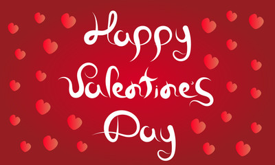 Valentine's Day Hand Drawn Love Greeting Card on red background. Stock Vector Illustration for Happy Valentines Day.