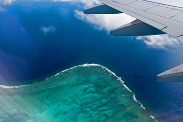 View from Airplane Window to Fiji Island, Oceania