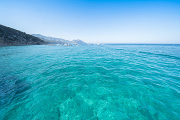 Fototapeta premium Clear azure coloured sea water, Sardinia, Italy