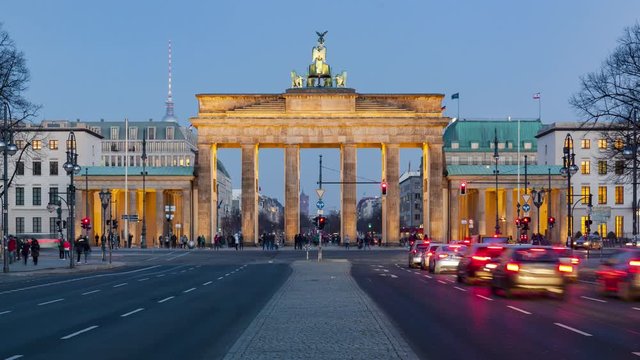 Brandenburg Gate traffic at Sunrise, Berlin