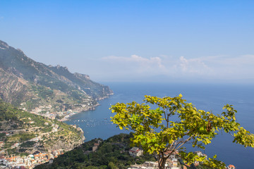 Fototapeta premium Panoramic view to the Amalfi coast from the Villa Cimbrone, Italy