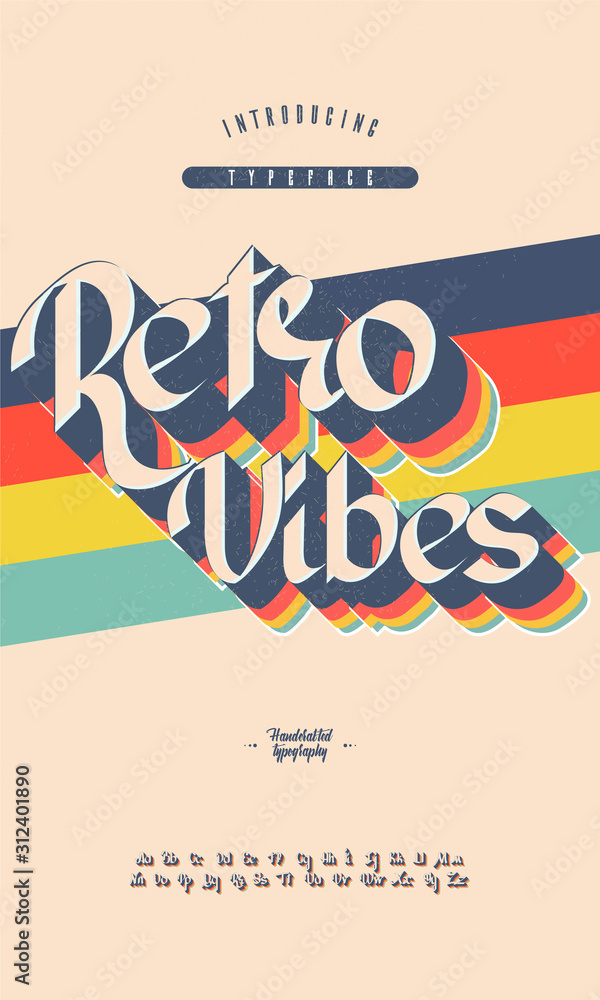 Poster vector of bold retro font and alphabet. font with retro colorful layers. vector illustration.