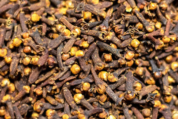 Clove spices. Close up, top view.