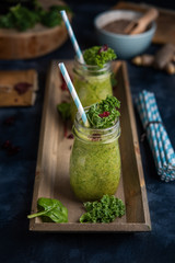 Diet and healthy green fruit smoothie