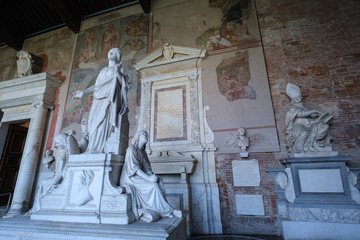 Tombs and Frescos in Camposanto Monumentale, Pisa, Tuscany, Italy