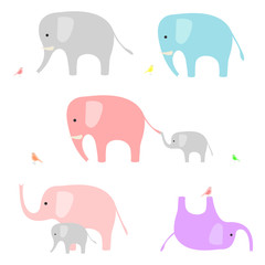 Cute elephants - vector set