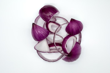 red onion on white background