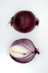 red onion on white background