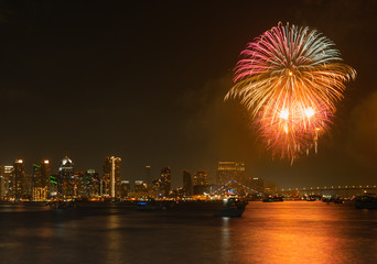 fireworks over bay